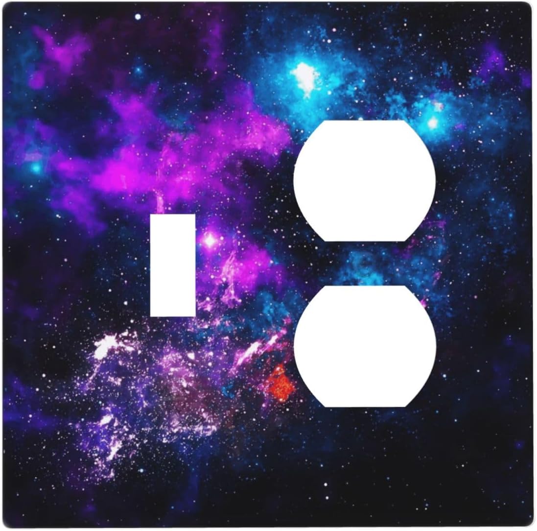Outer Space Colorful Starry Sky Galaxy Planet Wallplates 1 Toggle 1 Duplex Switch Plate Electrical GFCI Faceplate Decorative Light Switch Covers for Bed Room Living Room Decor