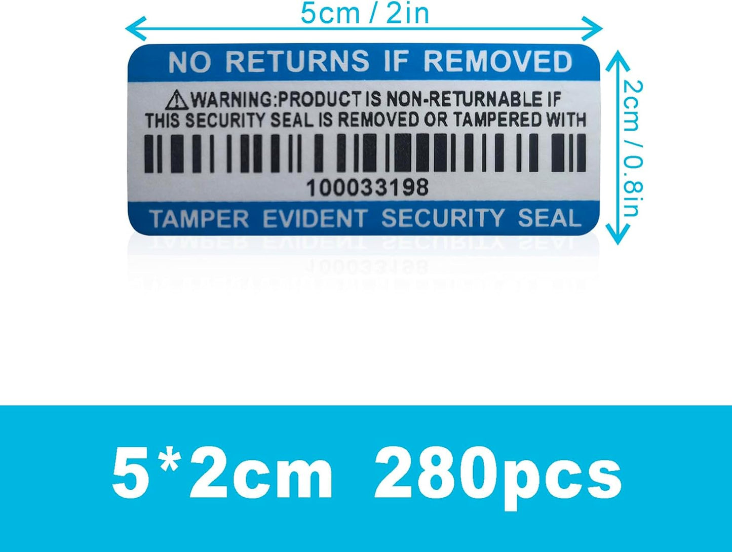 Tamper Evident Proof Barcode Stickers with Individual Serial Number Security Warranty Void Sticker,Sealing Label for Package(280pcs 2x0.8in Blue Matte Silver)