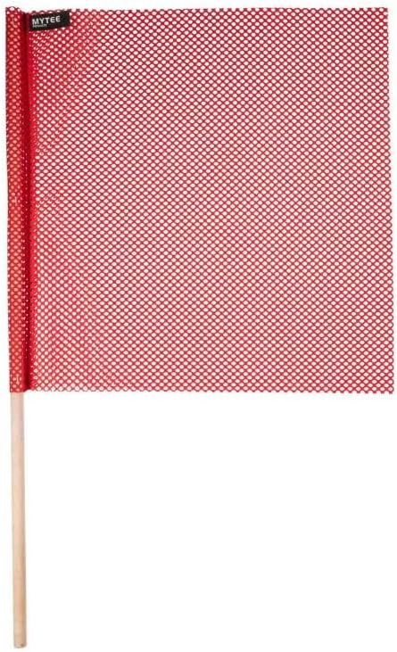 Mytee Products (16 Pack) 18"x18" Red Safety Flags for Truck Loads w/Dowel - DOT Compliant Jersey Mesh Warning Flags on Stick for Oversize Wide Load, Construction, Road Traffic, Pedestrian Signs