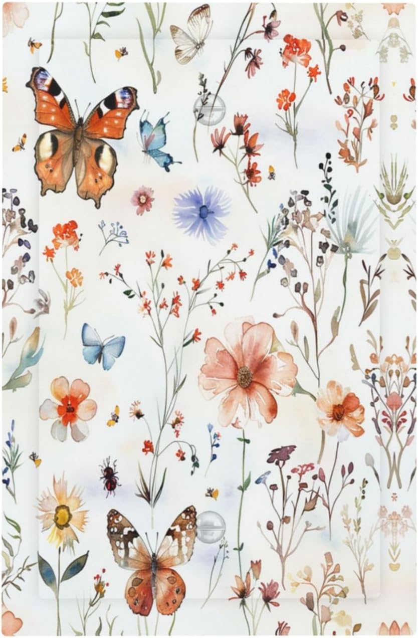 Light Switch Cover Plate Butterfly Floral Boho Multicolor Flower Leave 1 Gang No Device Blank Electrical Wall Plates Faceplate Decorative Switch Plate for Bed Room living Room Decor