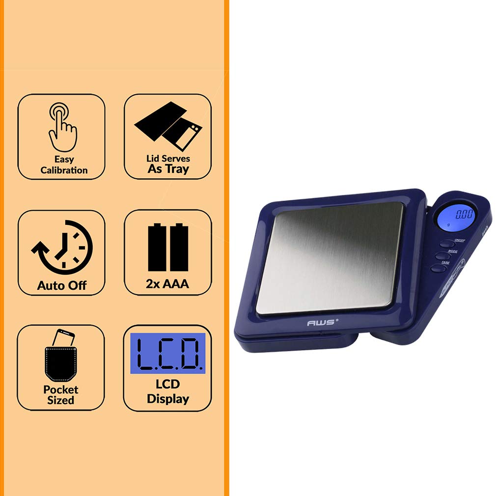 American Weigh Scales Blade Series 650g x 0.1g Digital Pocket Scale 0.1g Accuracy | Precision Mini Scale, Small Digital Gram Scale for Kitchen, Gold, Gems & Coin Scale, Smart Digital & Compact Scale