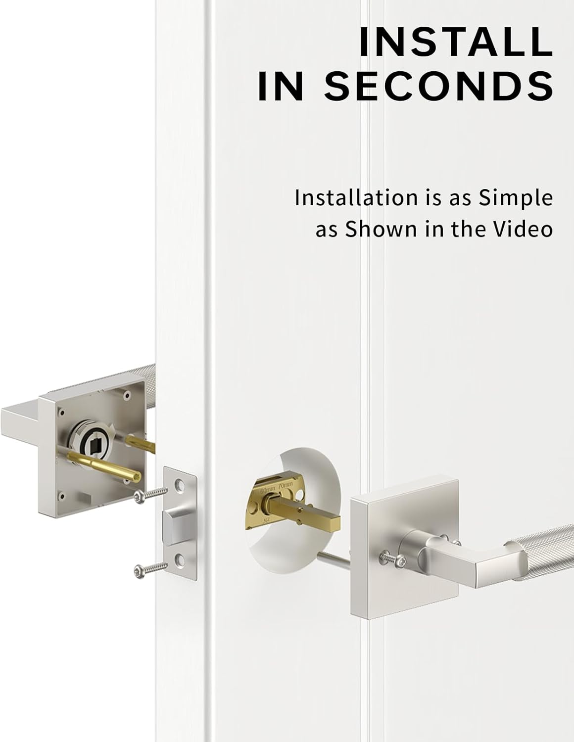 Asidrama 4 Pack Brushed Satin Nickel Passage Door Handles, Door Lever with Door Knobs Indoor for Bedroom or Bathroom, Heavy Duty Door Handles Interior with Locks for Left Right Sided Doors