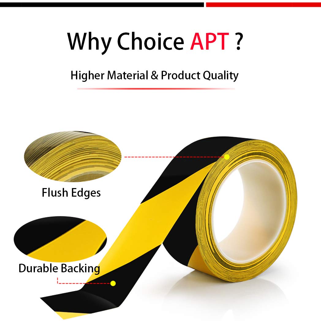 APT Premium Red and White Striped Vinyl Floor Safety Marking Tape, Excellent for Hazard Caution& Warning, Social Distancing, Warehouse & Gym Floor (2 Inch x 108 ft)