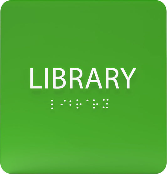 6" X6" Library Sign - ADA Compliant Tactile Graphics Grade 2 Braille Text Acrylic Wall Sign - Quiet zone, Information Convey, Group Study Room Door Signs for Office, School, Home