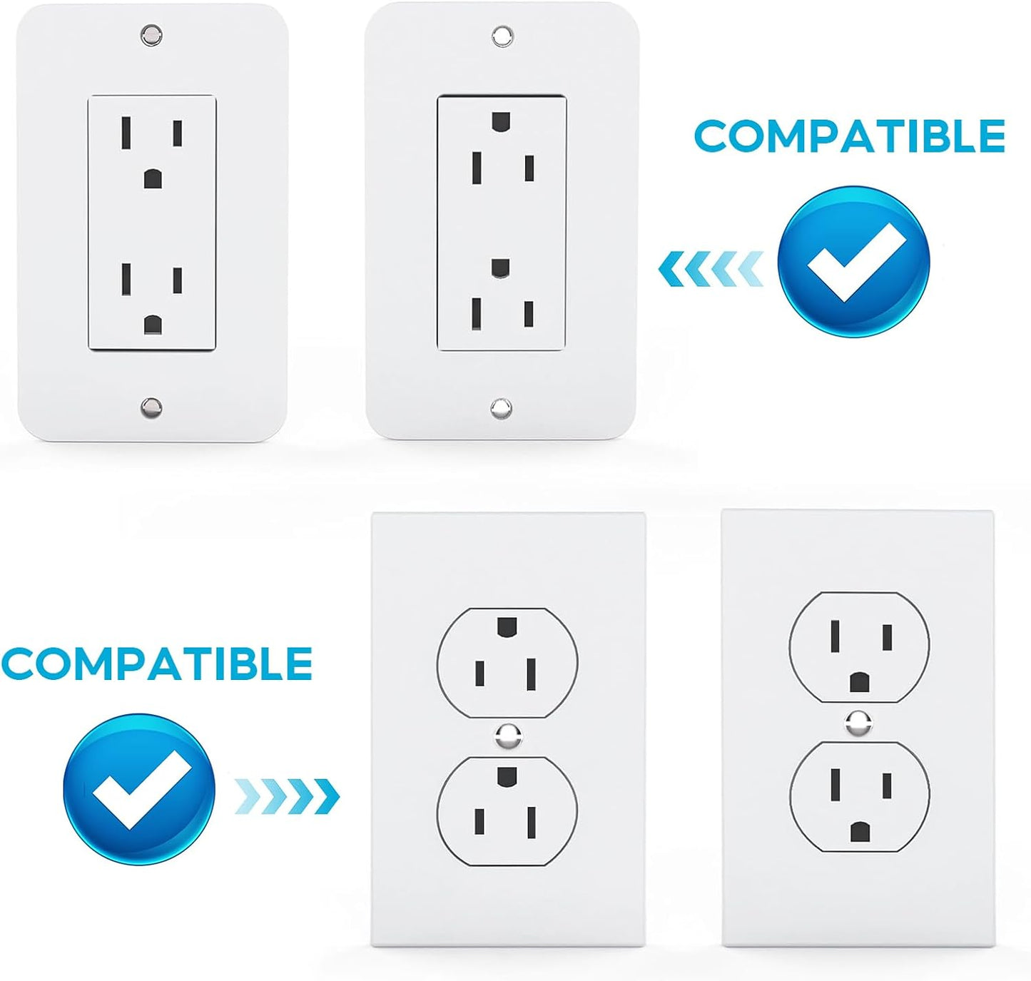 Outlet Shelf, Bathroom Wall Holder with Built-in Cable Management, Wall Organizer for Smart Home Decor Space Saving Electric Toothbrush Use as Echo Holder (Decora-style rectangular, 1, Pack)