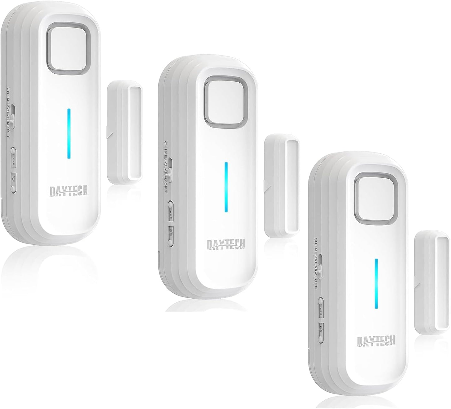 DAYTECH Refrigerator Door Alarm Freezer Door Left Open Alarm with Delay 1/2/3/4 mins Window Door Ajar Alarm Fridge Alarm 0 to 120 dB for Freezer Home Store Business Office 3 Sets White