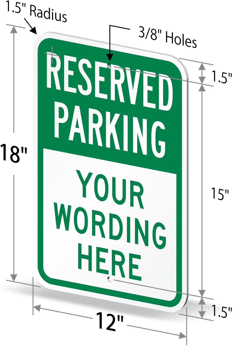 SmartSign "Reserved Parking, Your Text" Custom Sign | 12" x 18" Aluminum, Made in USA
