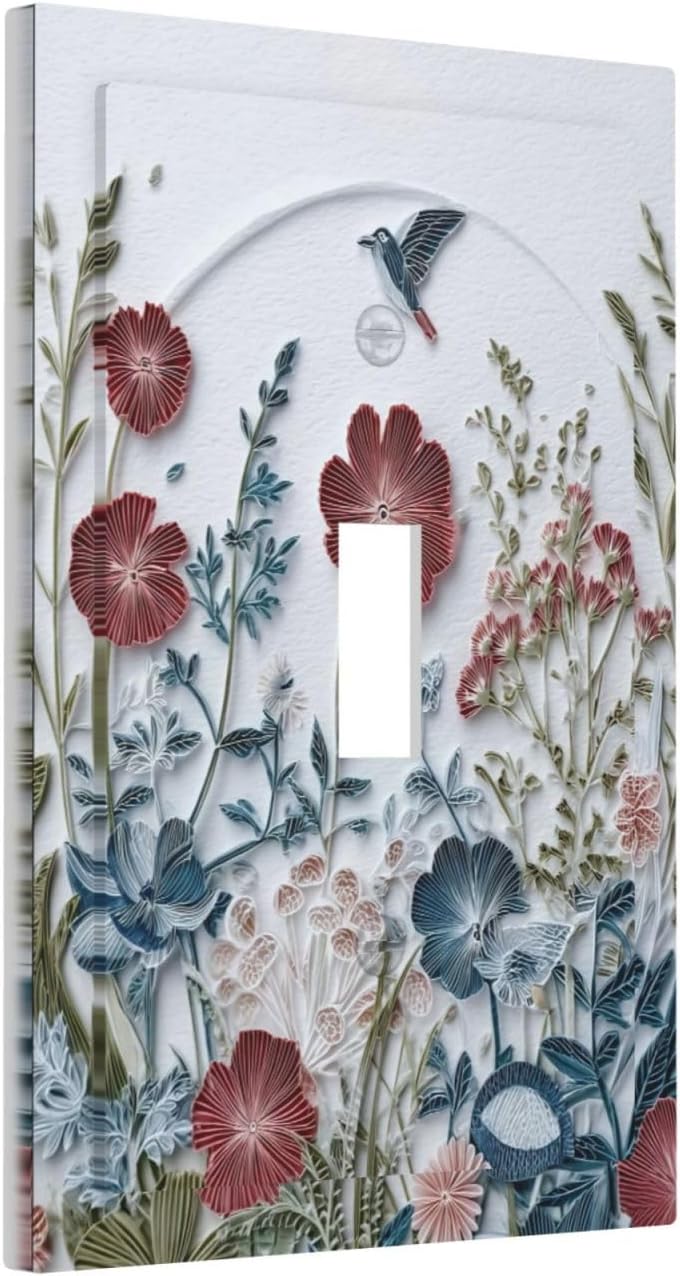 Wildflowers Flowers Floral Plants 1 Gang Single Toggle Wall Plate Cover Decorative Light Switch Covers Electrical Faceplate Switch Plates for Bathroom Kitchen Home