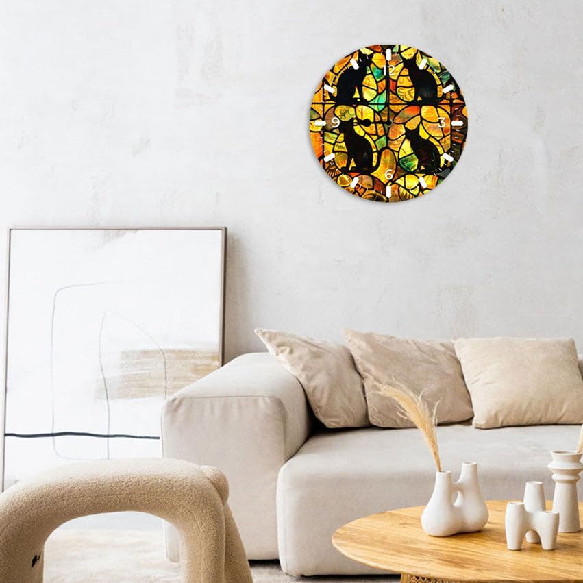 10 in Cats -3 Wood Wall Clock – Digital Time Display, Smart Home Compatible for Bedside or Workspace