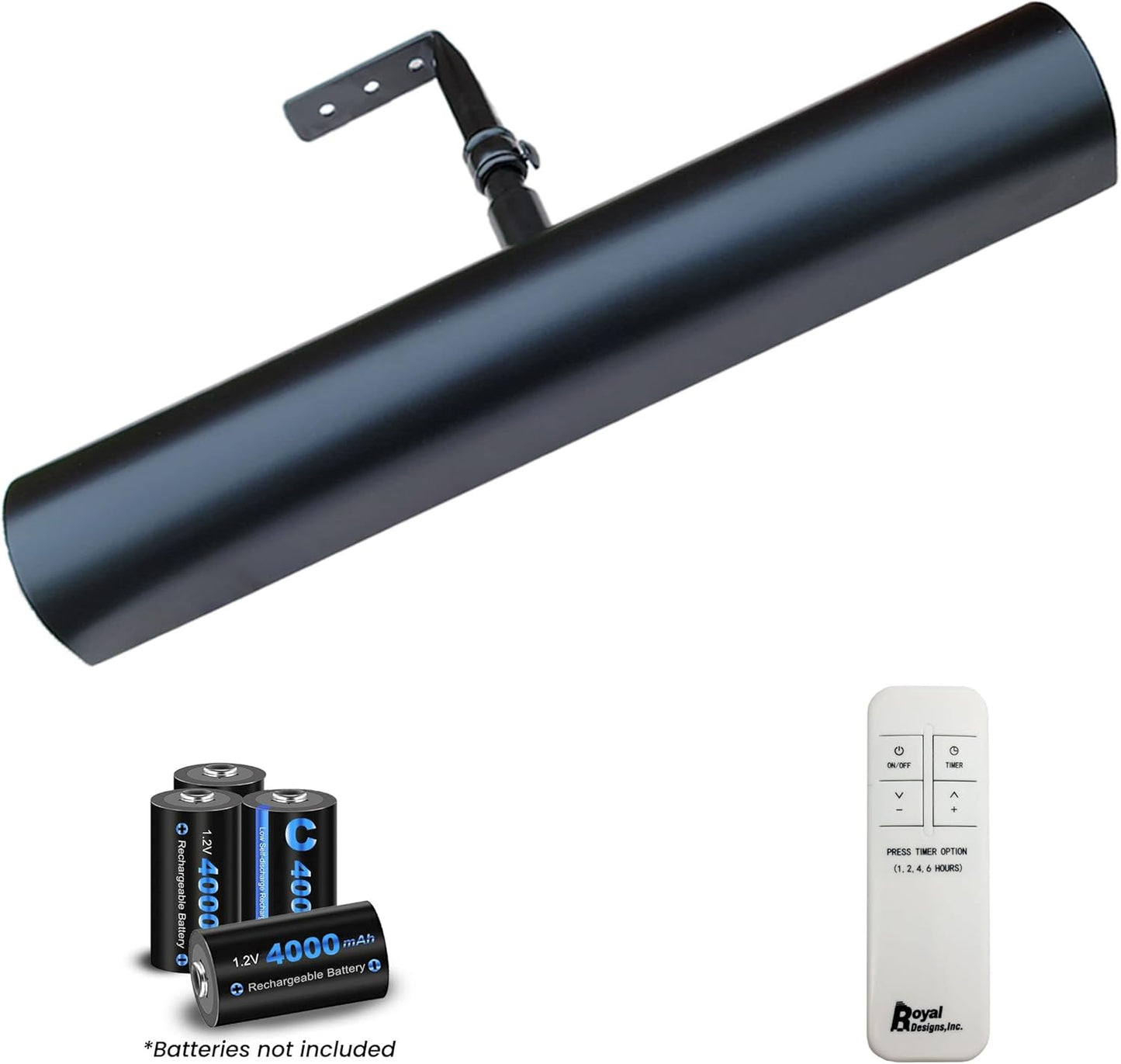 Royal Designs, Inc. Cordless Remote Control LED Picture Light, Dimmable with Timer Function, Black, 16.75 Inches, 2 Pack