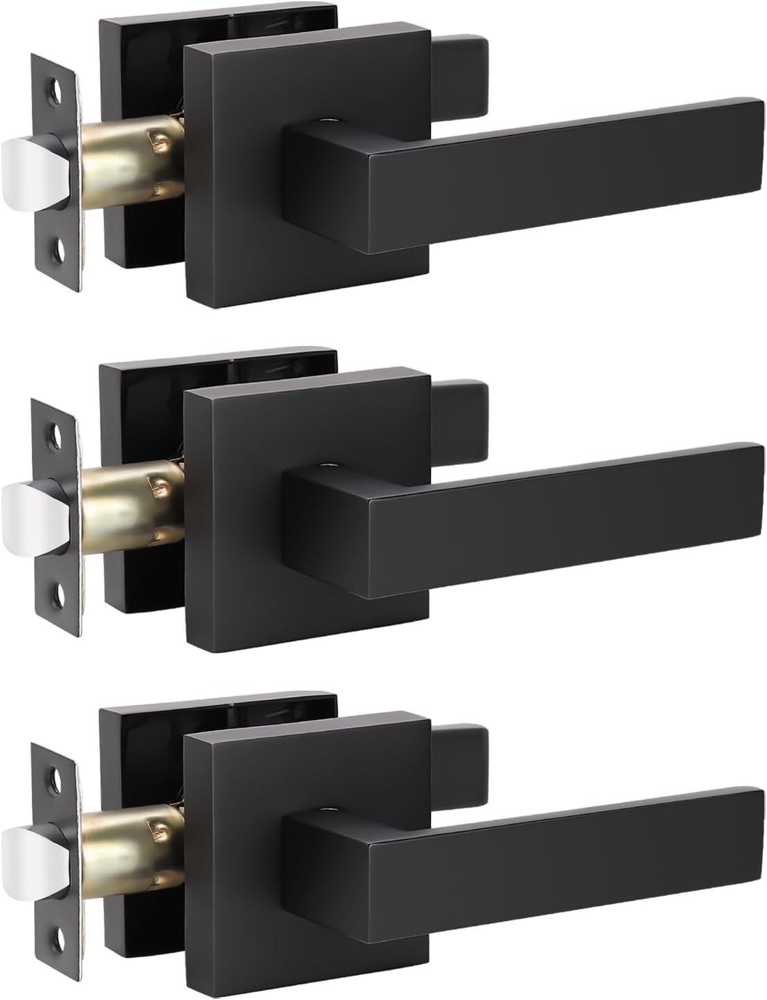 KNOBWELL 3 Pack Black Interior Door Handles Heavy Duty Door Levers Passage Door Handle Set Durable Door Hardware, Left or Right Handing, Door Handle Set 2.07 lb One Lever