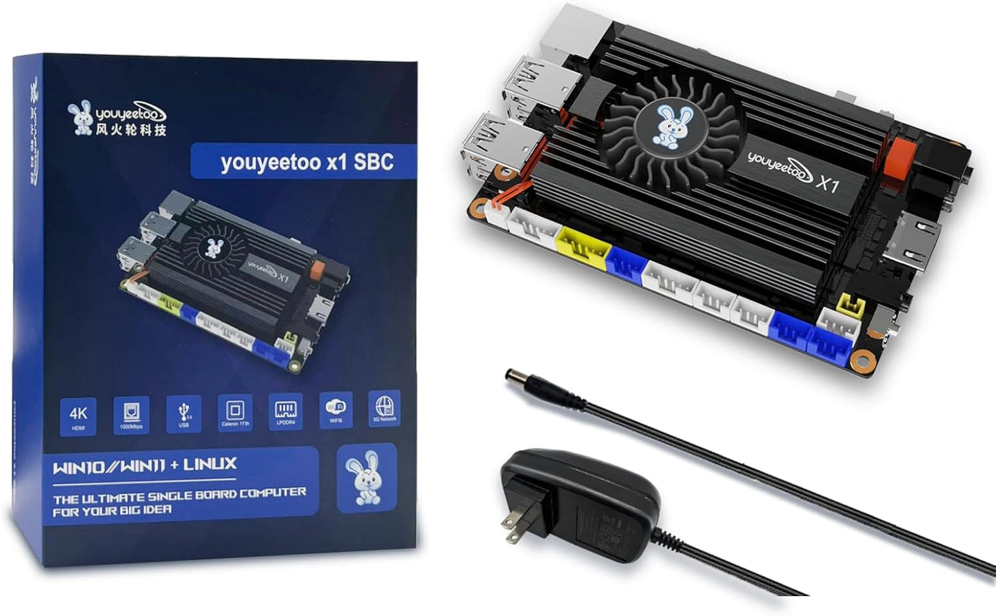 WayPonDEV youyeetoo X1s X86 Single Board Computer - A 64bit Windows 10/11/Linux Mini PC with Celeron N5095 CPU, Support Optional WiFi&BT NFC, PCIe3.0 M.2 2280 NVMe or SATA SSD (X1s 16+0GB)