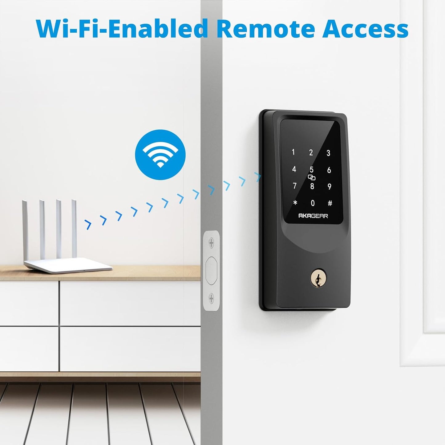 WiFi Smart Lock Keyless Entry Door Lock with 8xAA Batteries, App Remote Control, Touchpad Keypad Deadbolt for Front Door, Auto Lock, Keys, Fob Card, PIN Code Unlock, 8-Month Battery, T02 Mini