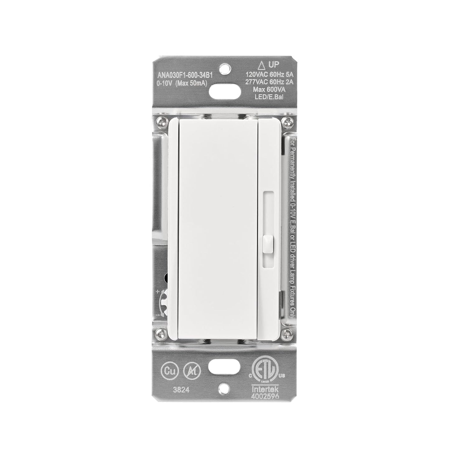0-10V LED Dimmer Switch for 0-10V Dimmable LED Lights, Single-Pole or 3-Way, Wallplate Included, ETL Listed