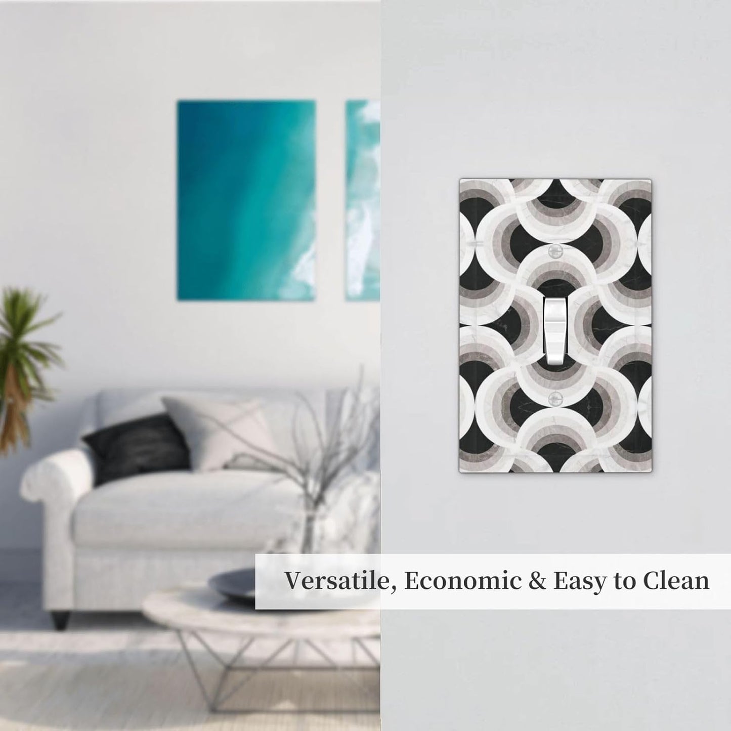 Abstract Art Marble 1 Gang Single Toggle Decorative Light Switch Covers Electrical Faceplate Switch Plates for Bathroom Kitchen Home