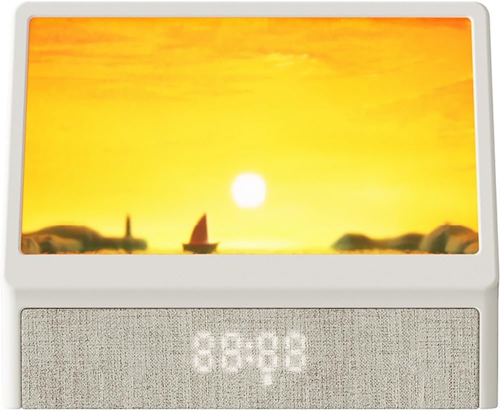 Sunrise Alarm Clock with Wireless Speaker Sleep Sounds, Smart Wake Up Light for Natural Sunrise Sunset Simulation, Bedside Lamp with White Noise for Better Sleep, Ideal Gift