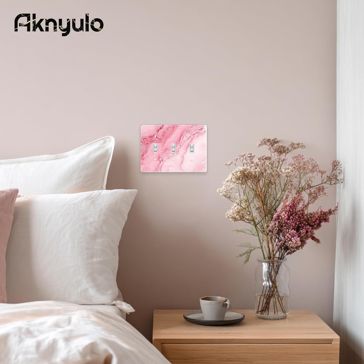 Abstract Pink Marble Design Acrylic Wall Plate Cover Switch Plate Cover Light Switch Cover Switch Cover Decorative 3 Gang Toggle Outlet Covers Switch Cover