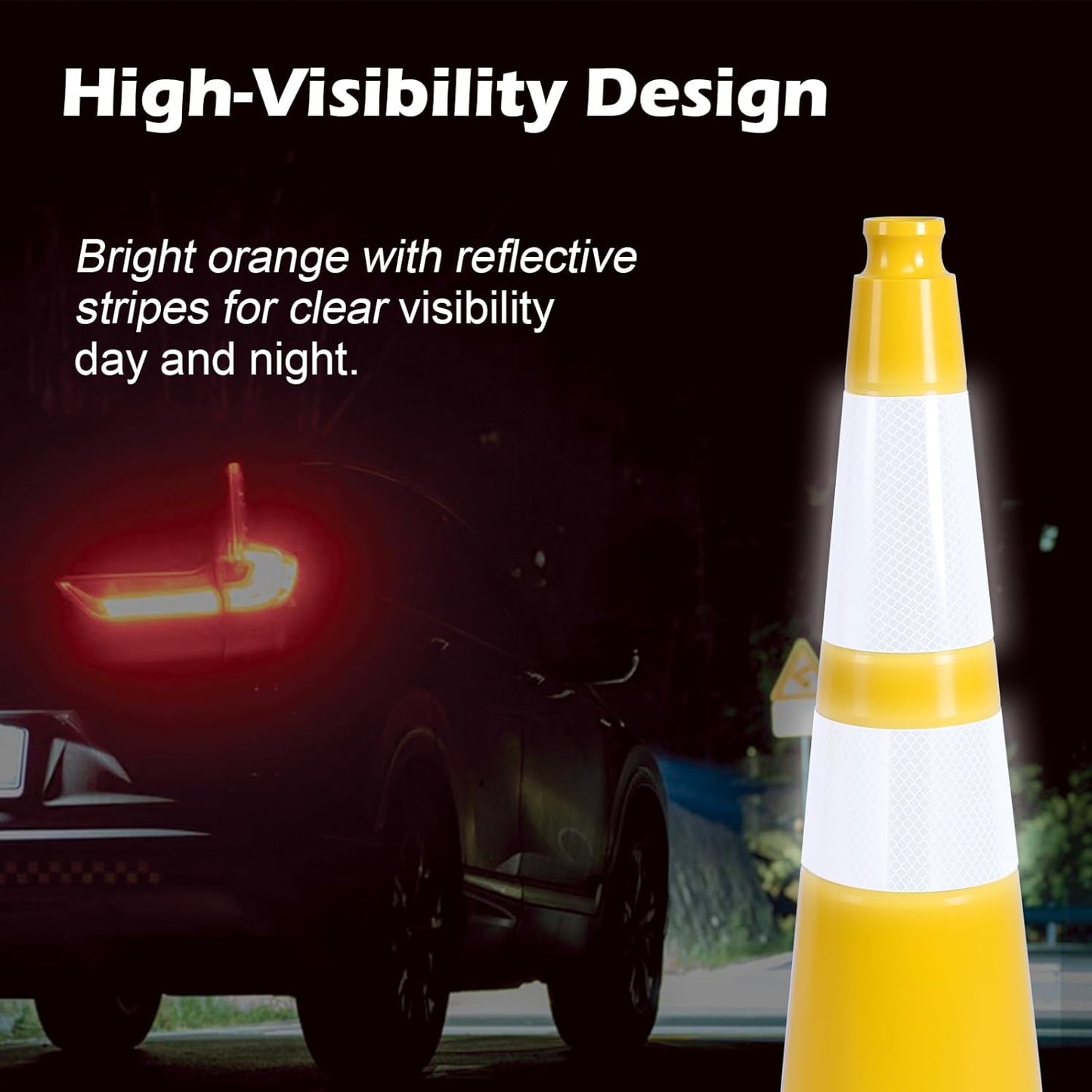 360 Pack 28" Yellow Traffic Cones with Black Base – Heavy Duty Bulk Cones for Construction Sites, Commercial Areas, and Event Safety (360, Yellow, 28 Inch)