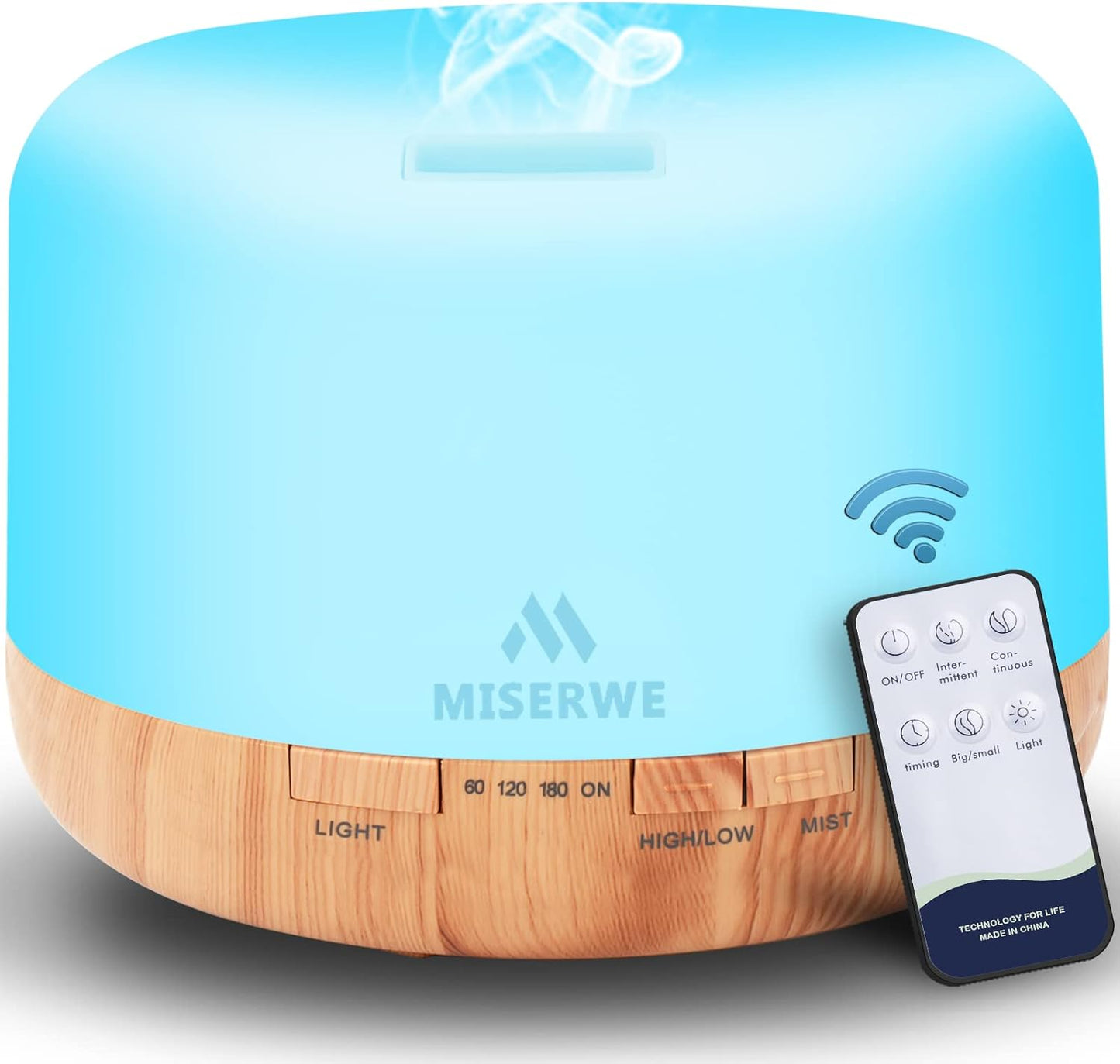 500ml Diffuser with Remote Control Waterless Automatic Shut Off Essential Oil Diffusers with Timing Mode Adjustable Oil Diffuser for Home