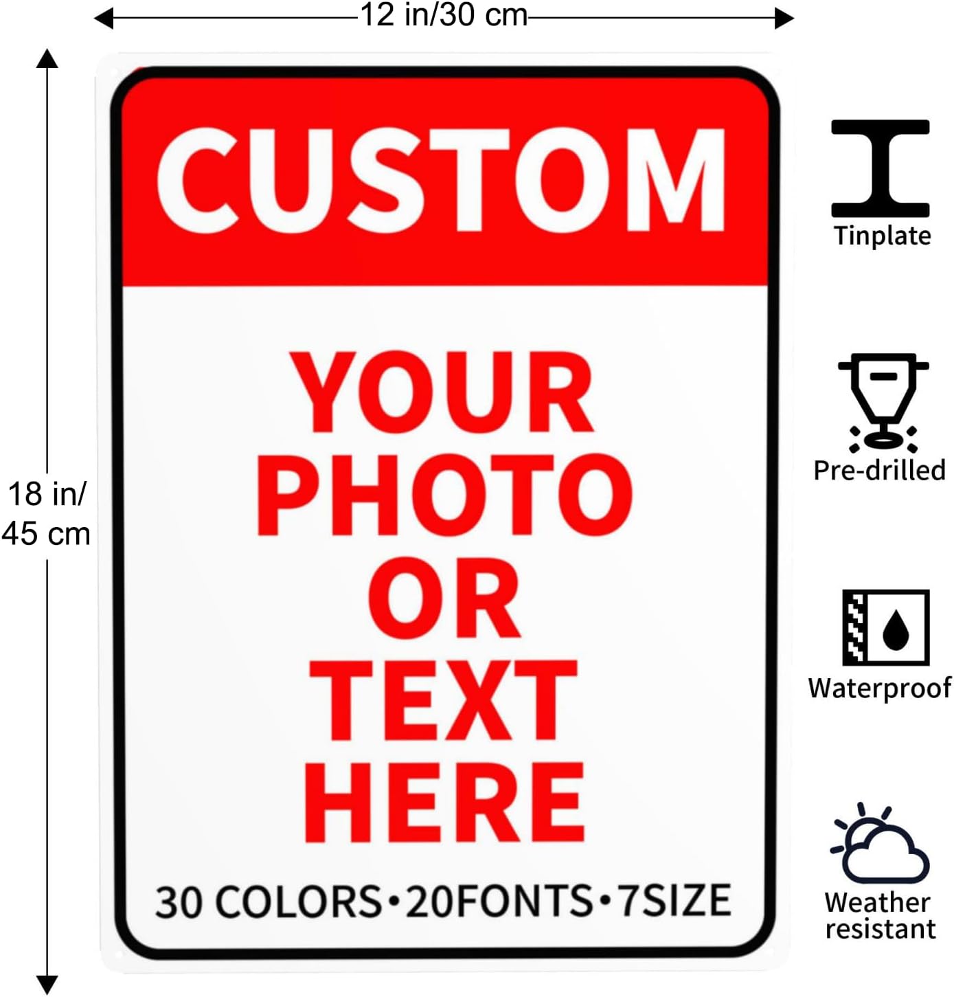 Bulk Custom Signs Outdoor Metal Sign Personalized Signs for Business, Office, Home, Road Signs, Garden Signs, Parking Signs, Decorative Signs, 12''x18''