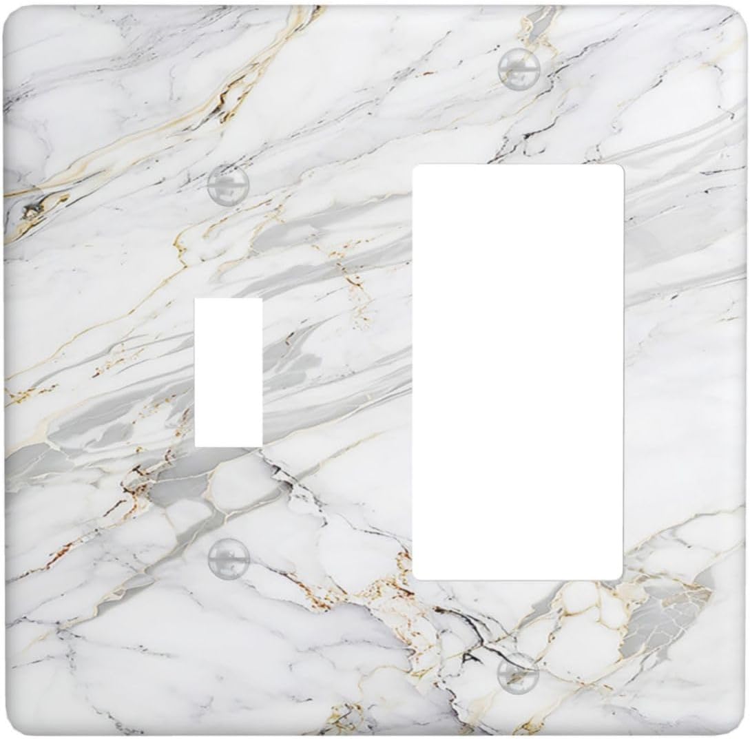 Outlet Covers Gray Gold Marble Abstract Modern Luxury 1 Toggle 1 Rocker Combo Light Switch Cover Plate Decorative Switch Plate Covers Electrical Wall Plate for Bedroom Home Decor