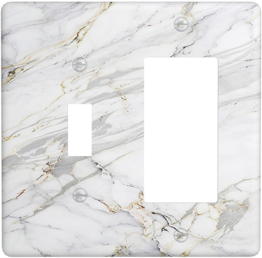 Outlet Covers Gray Gold Marble Abstract Modern Luxury 1 Toggle 1 Rocker Combo Light Switch Cover Plate Decorative Switch Plate Covers Electrical Wall Plate for Bedroom Home Decor