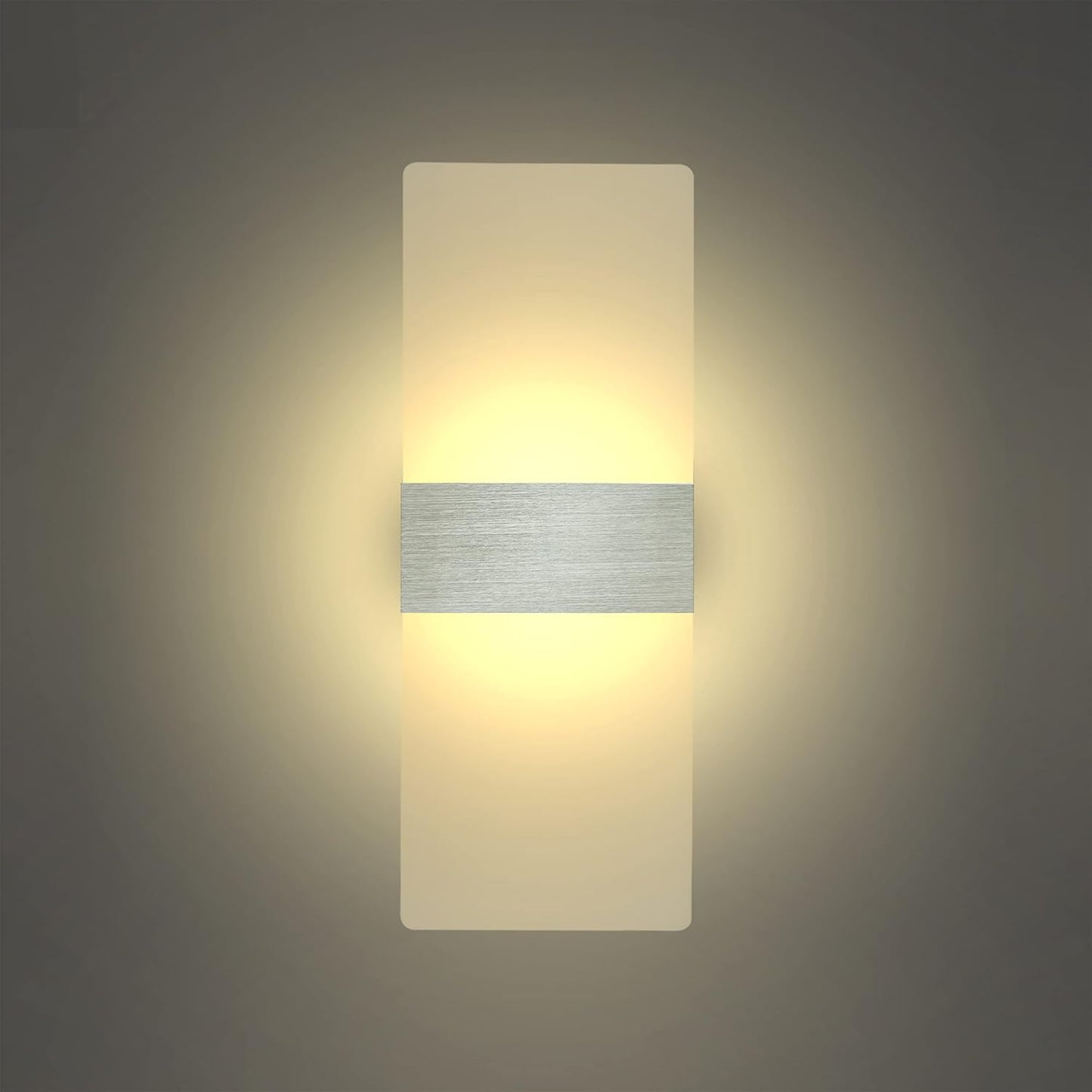 KICAAO Wall Sconces, Modern Wall Sconce Plug in 10W 6000K Cool White Acrylic Wall Lights with 6FT/180cm Plug in Cord and On/Off Switch on The Cord (Warm White 2700K 2Pack)