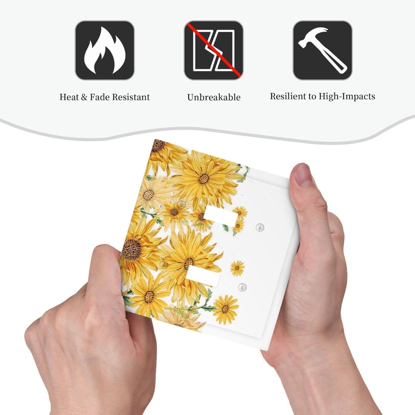 Sunflower Yellow Flowers Floral Decorative Switch Plates 2 Gang Double Toggle Outlet Light Switch Cover Wall Plate Electrical Faceplate for Bed Room Living Room Decor