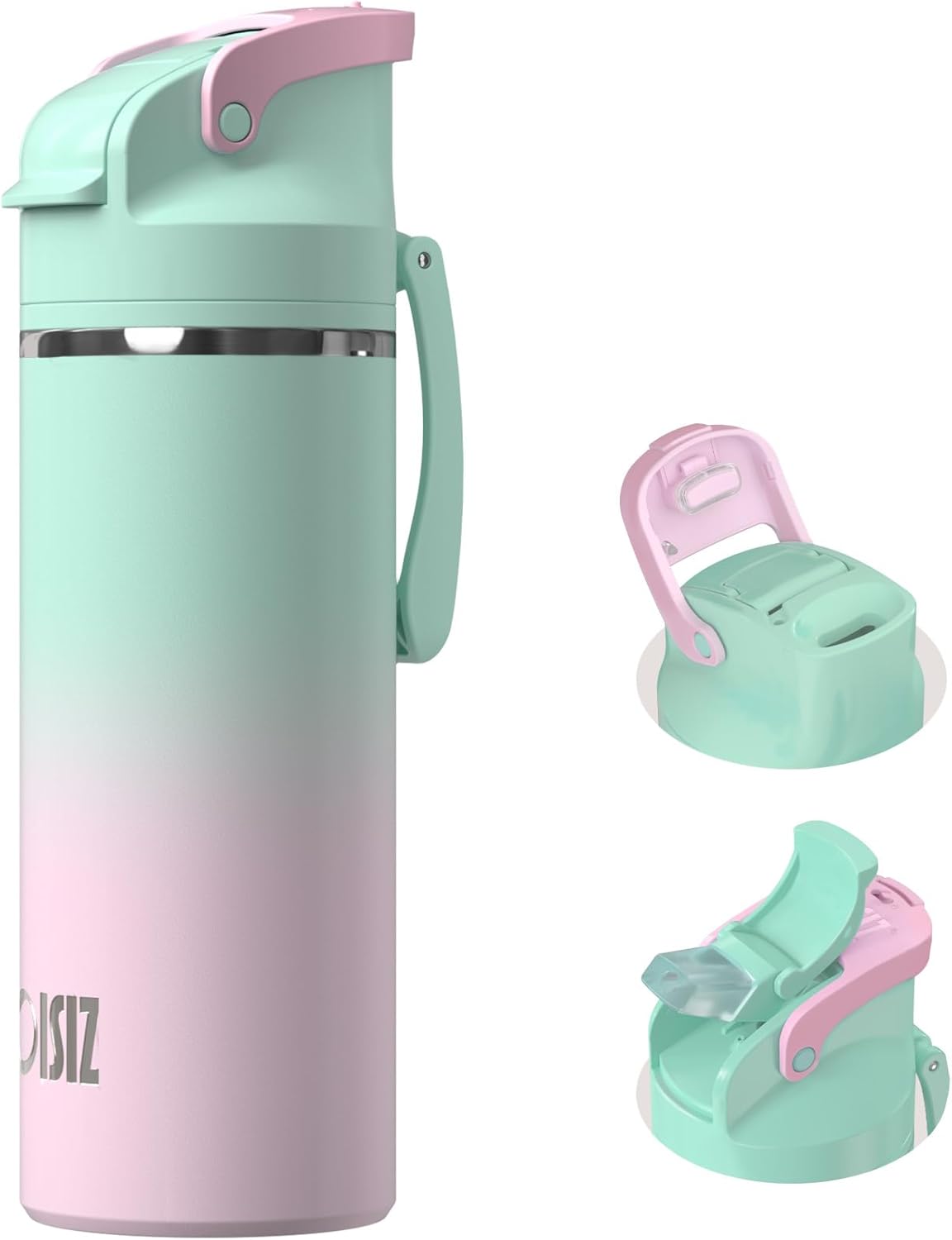 OISIZ Insulated Water Bottle 20 oz with 2 in 1 Spout and Straw Lid,One Click Safety Lock,100% Leakproof,Keep Cold 24H,Vacuum Stainless Steel Water Bottle for School,Travel and Sports,Dishwasher Safe