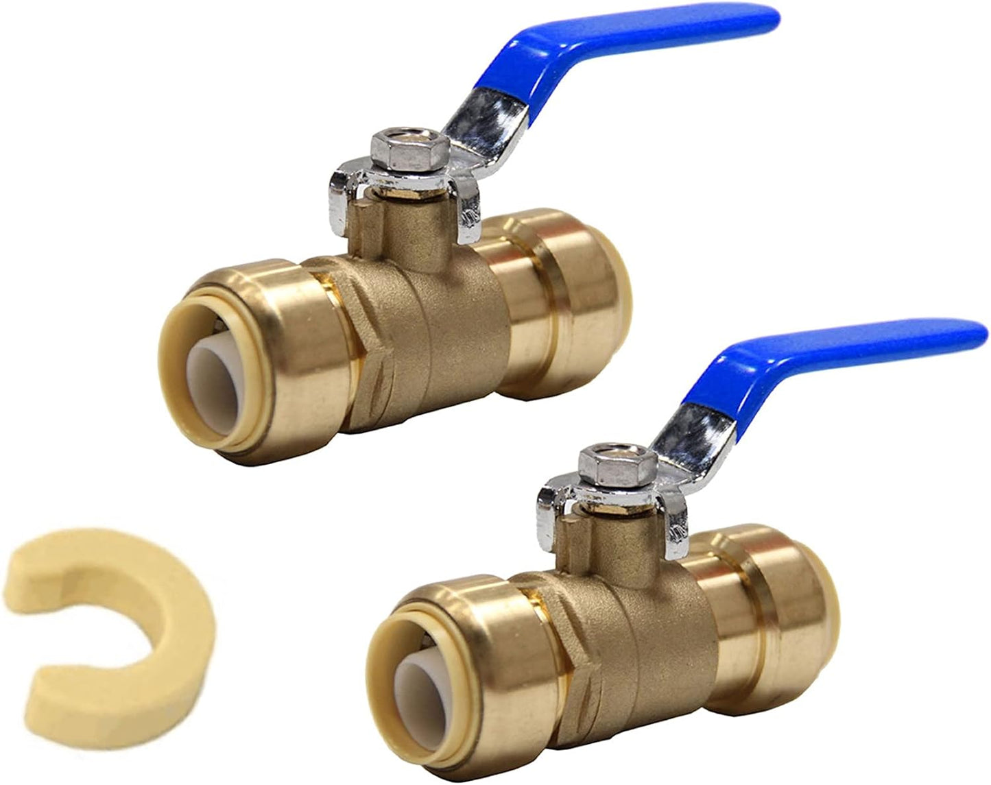(Pack of 2) EFIELD 3/4 Inch Push-Fit Full Port Ball Valve with a Disconnect Clip Tool,(PF-VALVE048-2PCS)