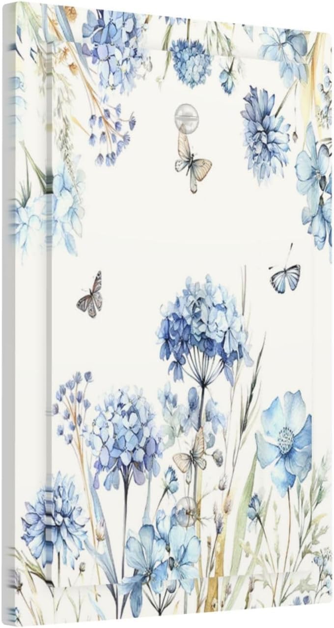 Light Switch Cover Plate Blue Floral Hydrangea Plants 1 Gang No Device Blank Electrical Wall Plates Faceplate Decorative Switch Plate for Bedroom Home Decor