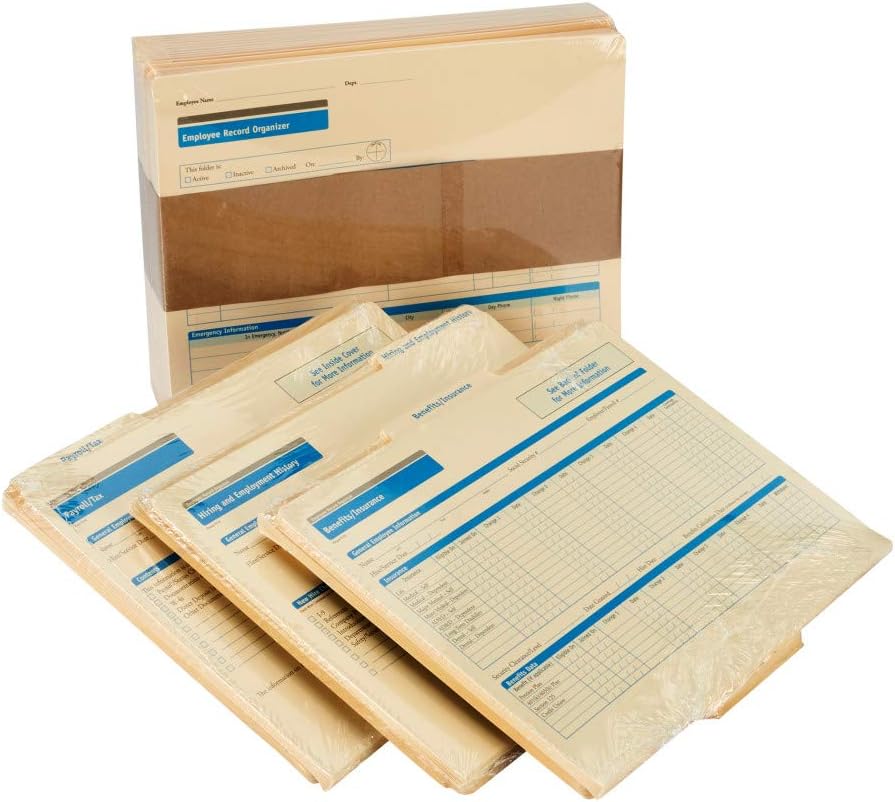 ComplyRight Employee Record Organizer 3-Folder Set | 12” x 9.5” x 1.25” | HR and Employee Management | 25-Set