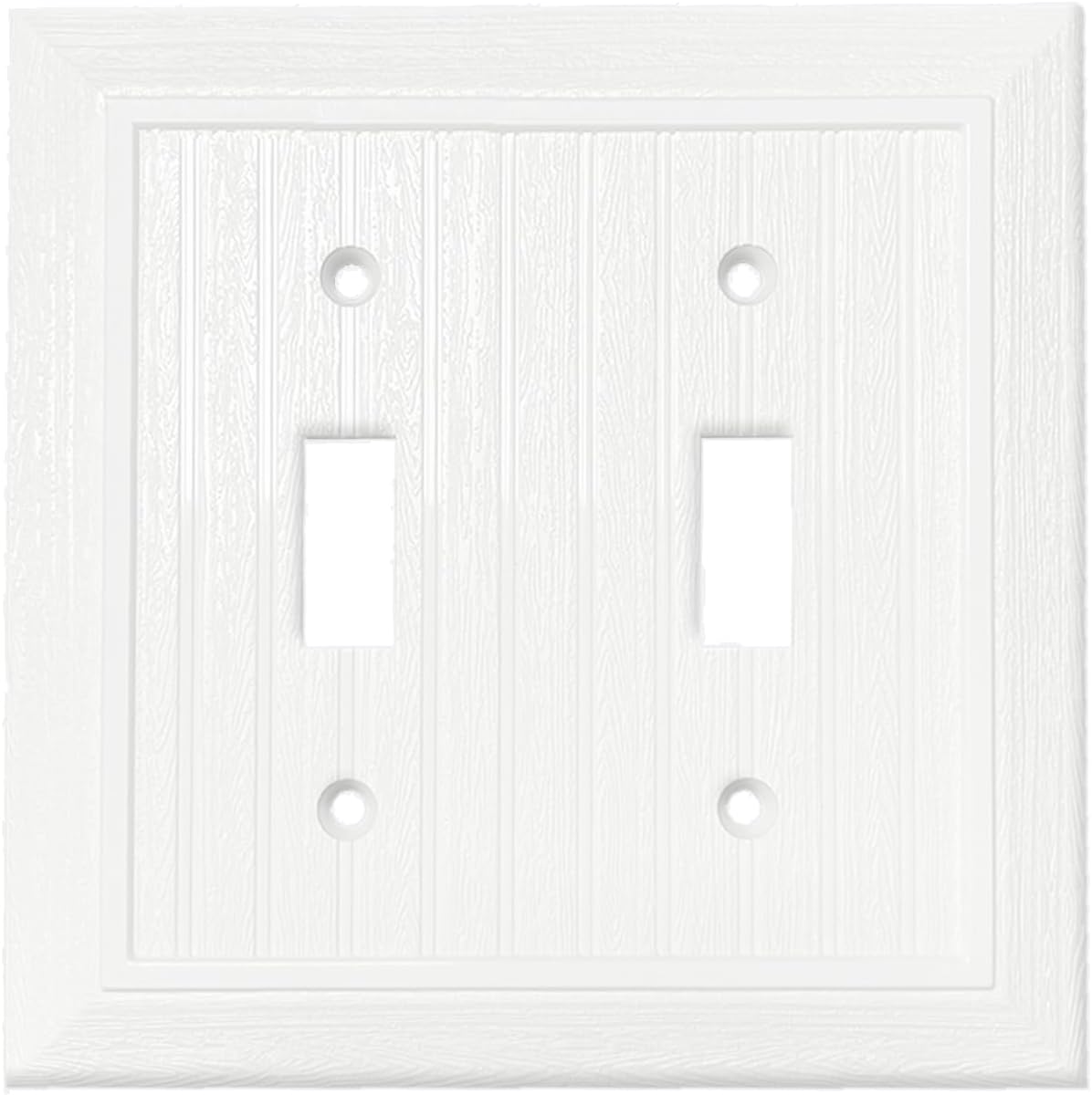 Modern Decorative Wall Plate Retro Wood Grain design Switch Cover Outlet Cover for Light Switch, Smart Switch, Dimmer, GFCI, USB Outlet (10 Pack, Double Decorator)