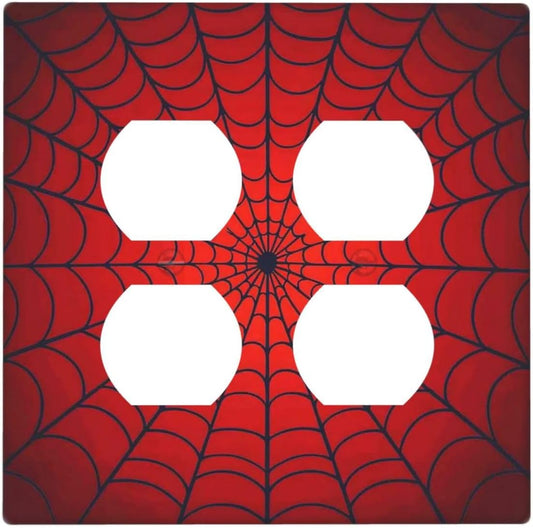 Red Spider Web Black Line Simplicity Outlet Covers 2 Gang Double Duplex Decorative Light Switch Covers Electrical Wallplates Socket Faceplate For Kids Room Home Decor