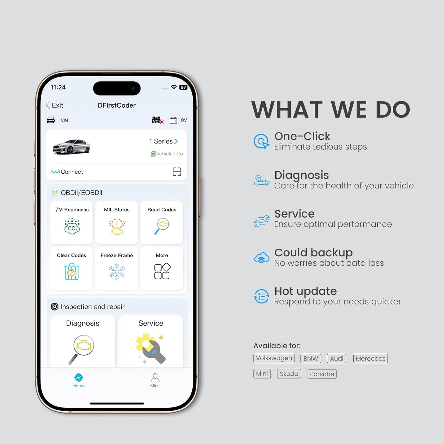 DFirst OBD2 Scanner Bluetooth Fixd Car Wireless Diagnostic Tool, ECU Coding, Customizations,Auto Connect Scanner Scan Tool (for Android & iOS)