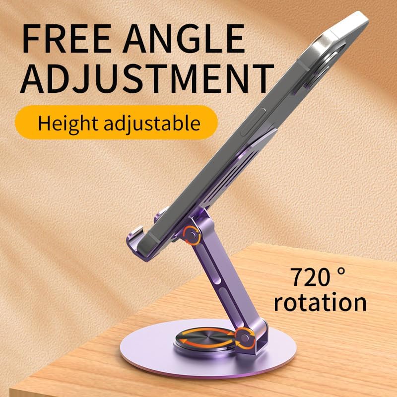 Universal Cell Phone Stand- [720° Rotation & Dual Fold] Ajustable Phone Holder, Heavy Duty Stable Portable Office Desk Accessories, Compatible with iPhone 17/16/15 Pro Max Air