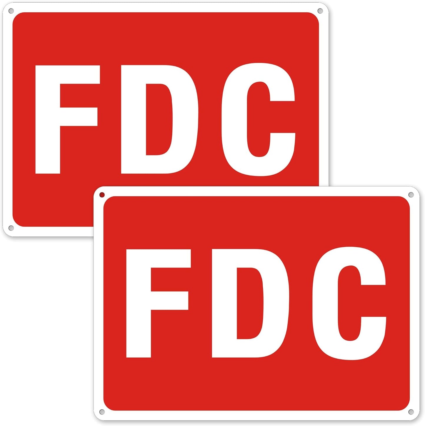 FDC Sign, 2 Pack FDC Sign Outdoor Aluminum Metal Sign, FDC Signs for Fire Department Connection, UV Protected Weather Resistant and Easy to Install (Size: 10x7 inches)