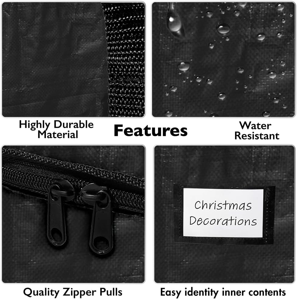 ClearSpace Heavy Duty Moving Bags or Storage Bags – Black Storage Bins with Lids, Large Moving Boxes with Backpack Straps & Zippers,– Packing Box & Moving Supplies for College Dorm, 4 Pack