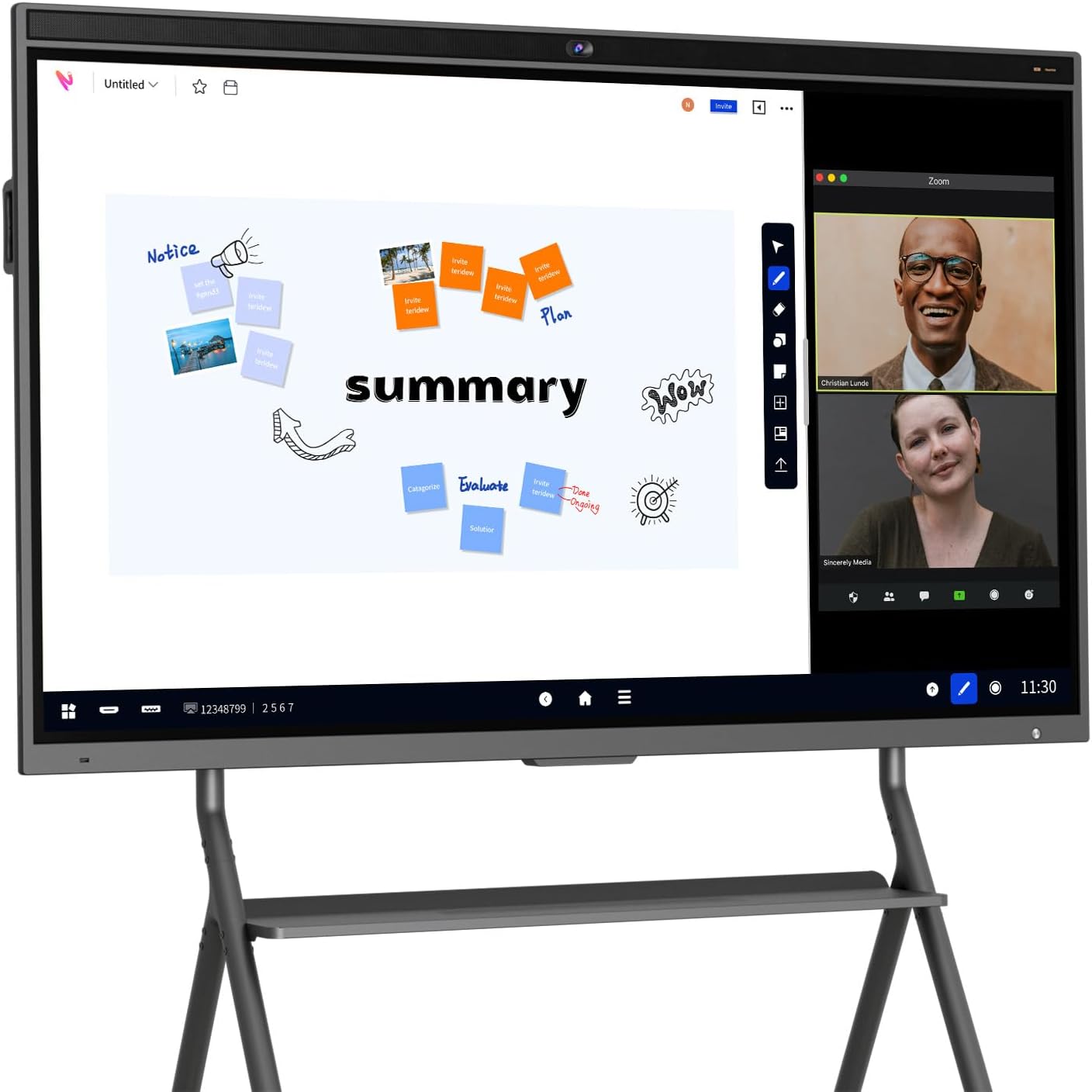 NearHub Interactive Smart Board, 65 Inch, 4K UHD Touch Screen, Built in 4K Camera & 24-mic Array, All-in-One Whiteboard for Classroom and Business with Android OS and Open App Ecosystem (Board+Stand)
