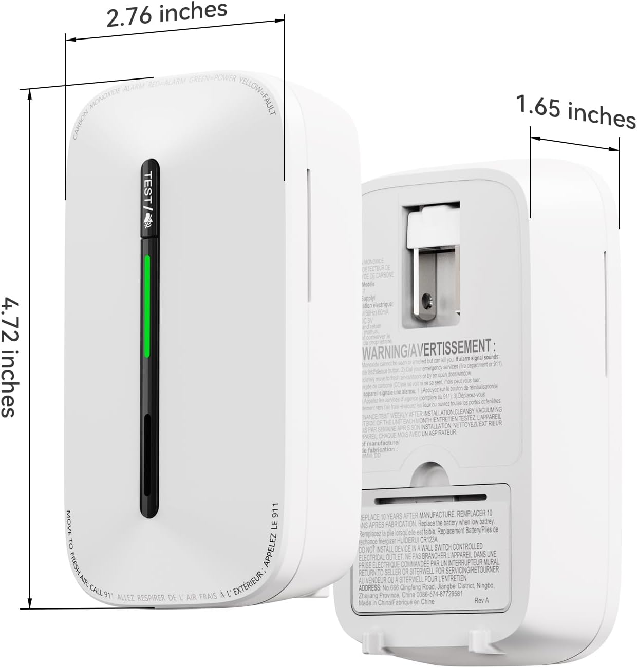 Jemay Plug in Carbon Monoxide Detector, Portable CO Detector with Battery Backup,10-Year CO Alarm with Test Mode/Temporary Muting Facility, LCD Numerical Display, 4 Packs