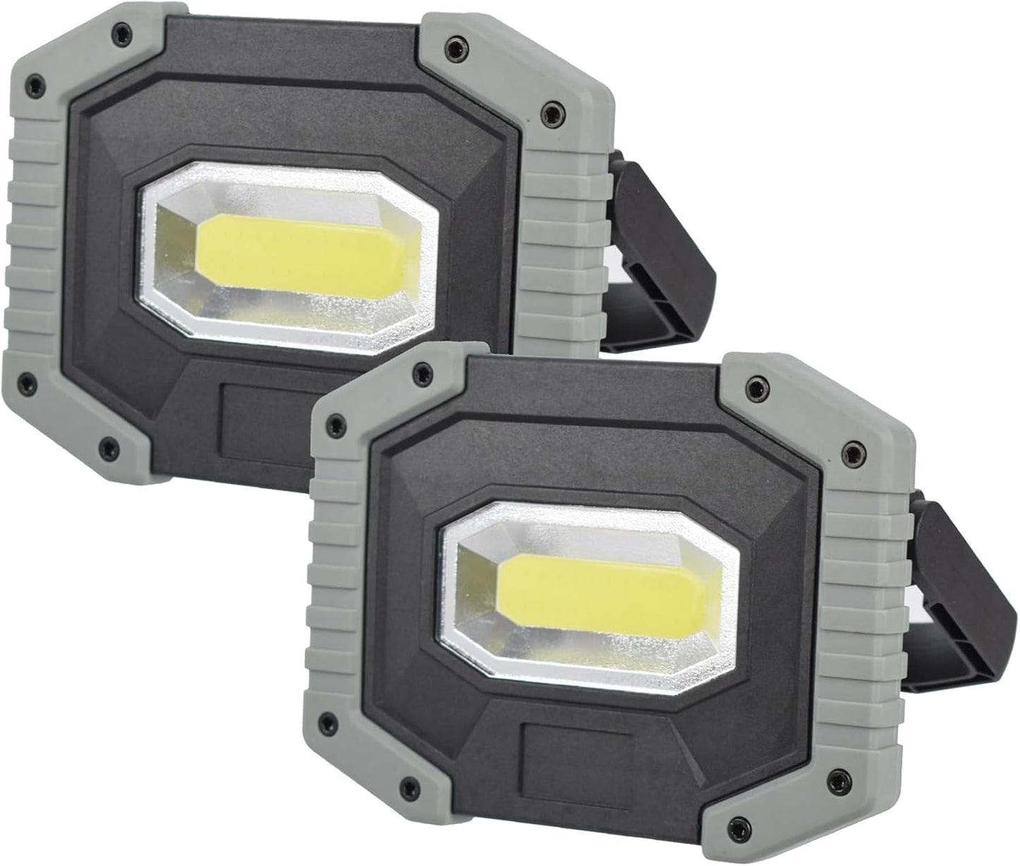 OTYTY LED Work Light 2-Pack, 30W 1500LM Portable Rechargeable Flood Lights with Magnetic Base, 4200mAh Battery for Outdoor, Camping, Hiking, Emergency, Car Repairing, Job Site Lighting (W841 Grey)