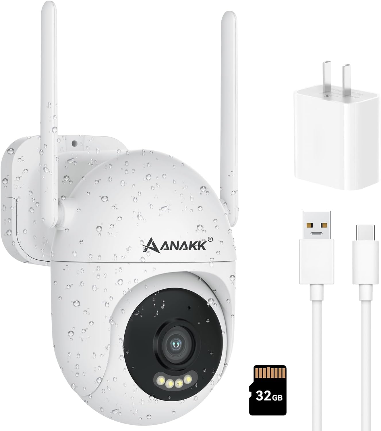 Outlet Powered Outdoor Security Camera with SD Card, 2.4Ghz/5Ghz WiFi Home Camera, Night Color, 2 Way Audio, 24/7 Recording, Human Detection, Cam for Baby/Nanny/Pet, Waterproof, No Monthly Fee