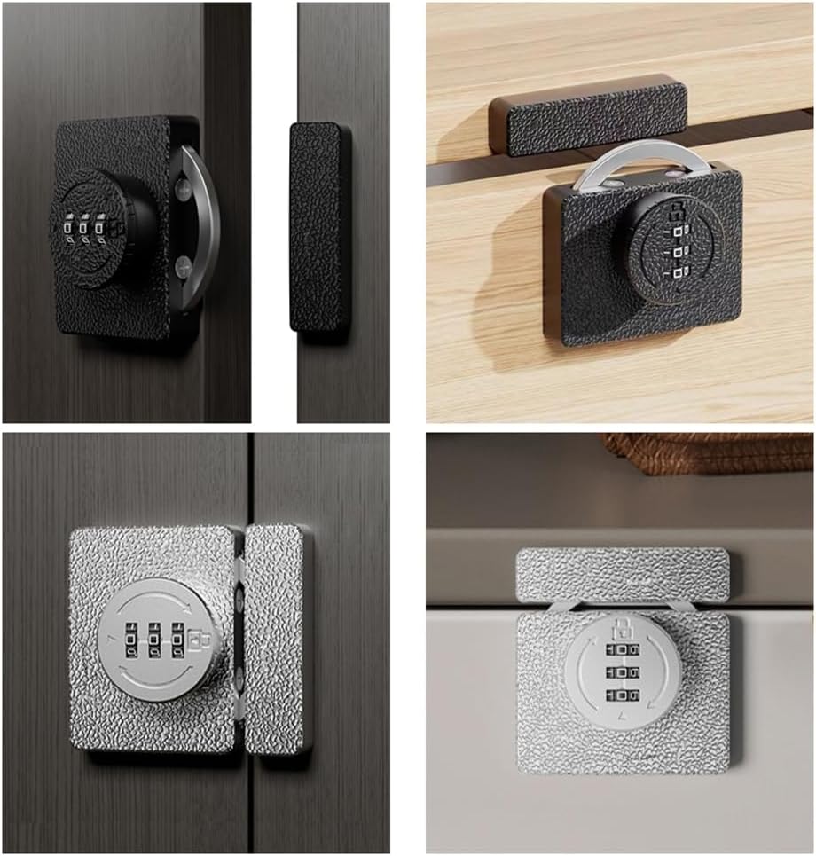 ETEKJOY Keyless Cabinet Lock 3-Digit Combination for Swinging/Sliding Door Drawer Cupboard Locker Closet Wooden Box Hook-Locking (Black, 90 Degree)