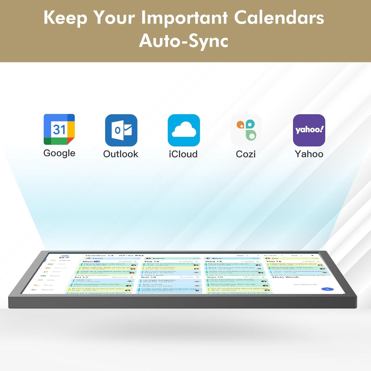 24" Smart Digital Calendar Chore-for-Family-Schedules - Wall Mounted Interactive Electronic Calendar Touchscreen Display for Bussiness To do List, Auto-Sync Google iCloud Outlook, Gift for Parents