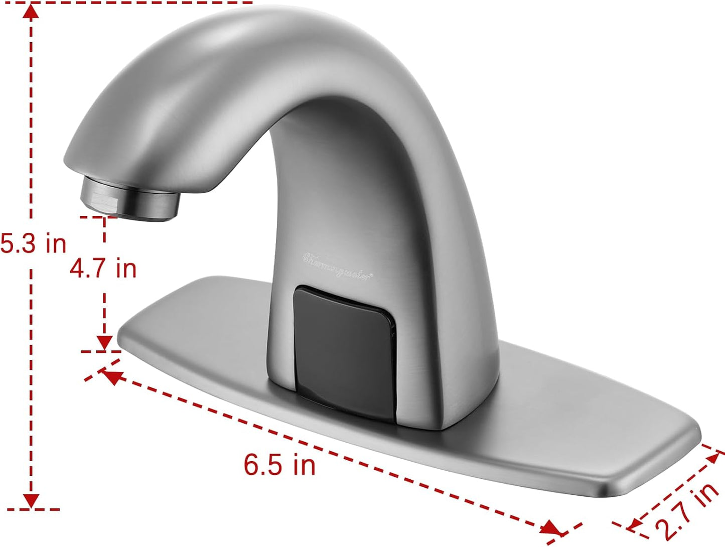 Charmingwater Touchless Bathroom Sink Faucet, Motion Automatic Sensor Faucet with Hole Cover Plate, Brushed Grey