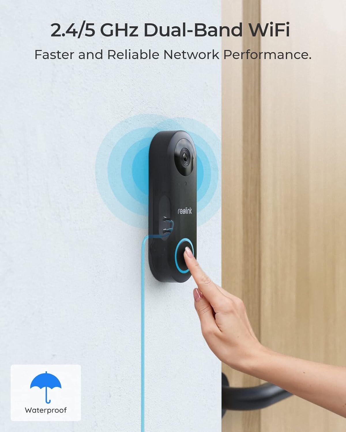REOLINK Video Doorbell WiFi Camera - Wired 2K Outdoor, 5G&2.4G WiFi, 4:3 Wide View Angle, Smart Detection, Local Storage, No Subscription Front Door Home Security, Customized Chime V2