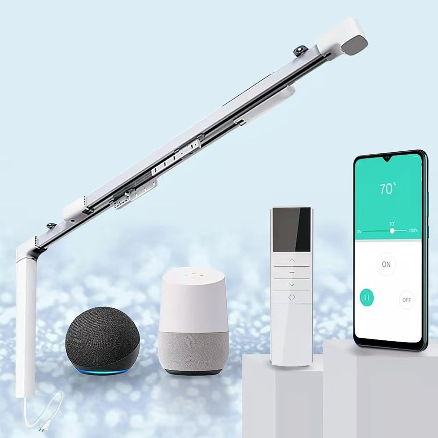 TIPIACE Hard-Wired Tuya Wifi Motorized Curtain Track to Remote Control Ceiling Mount Electric Retractable Curtain Rail Compatible with Alexa Google Home (L 94-177 inch OR 240cm - 450cm)