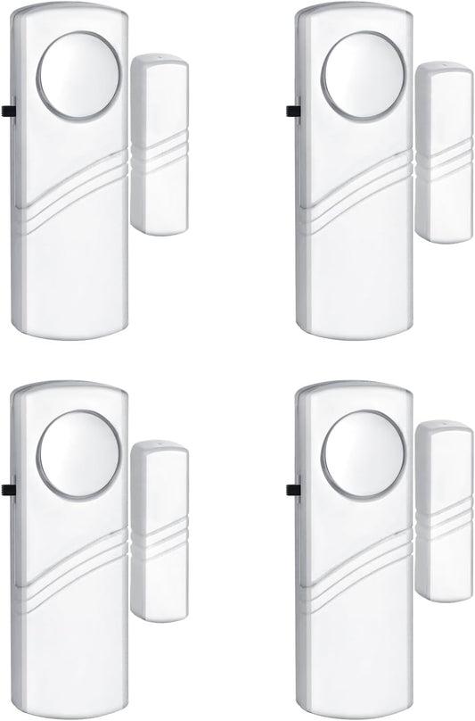 Security Door Window Alarm, Wireless Sensor Door Window Burglar Alarm, Door Alarms for Kids Safety, Easy Installation Doorbell Alarms for Office House Window Pool (4 Pack)