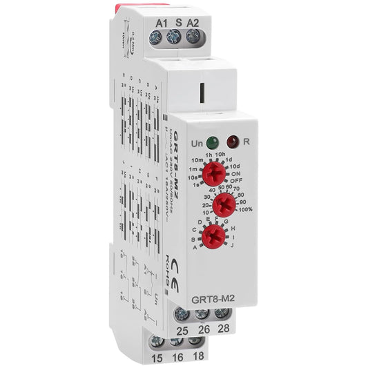 Multifunction Time Relay Module 16A, Adjustable Delay Timer Switch, 0.1s-10 Days Wide Time Range Delay AC230V Factory Automation Time Relay Universal Voltage DIN Rail GTR8-M2 AC230V