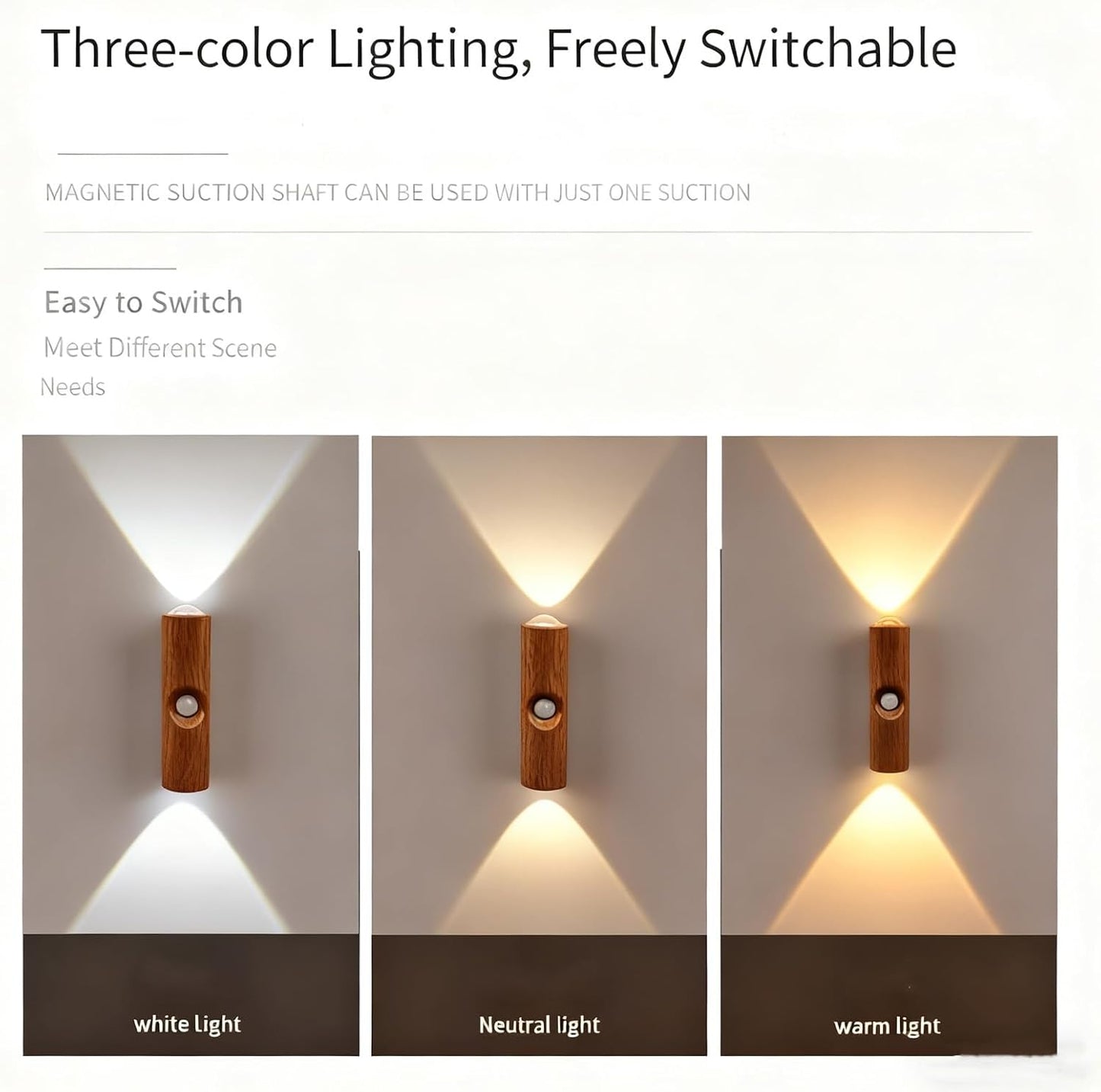 Rechargeable Smart LED Motion Sensor Ambient Light, Punch-Free Color Changing Motion Sensor Light for Stairs, Wardrobe, Cabinet (1Pc,White, 7-Color Changing)